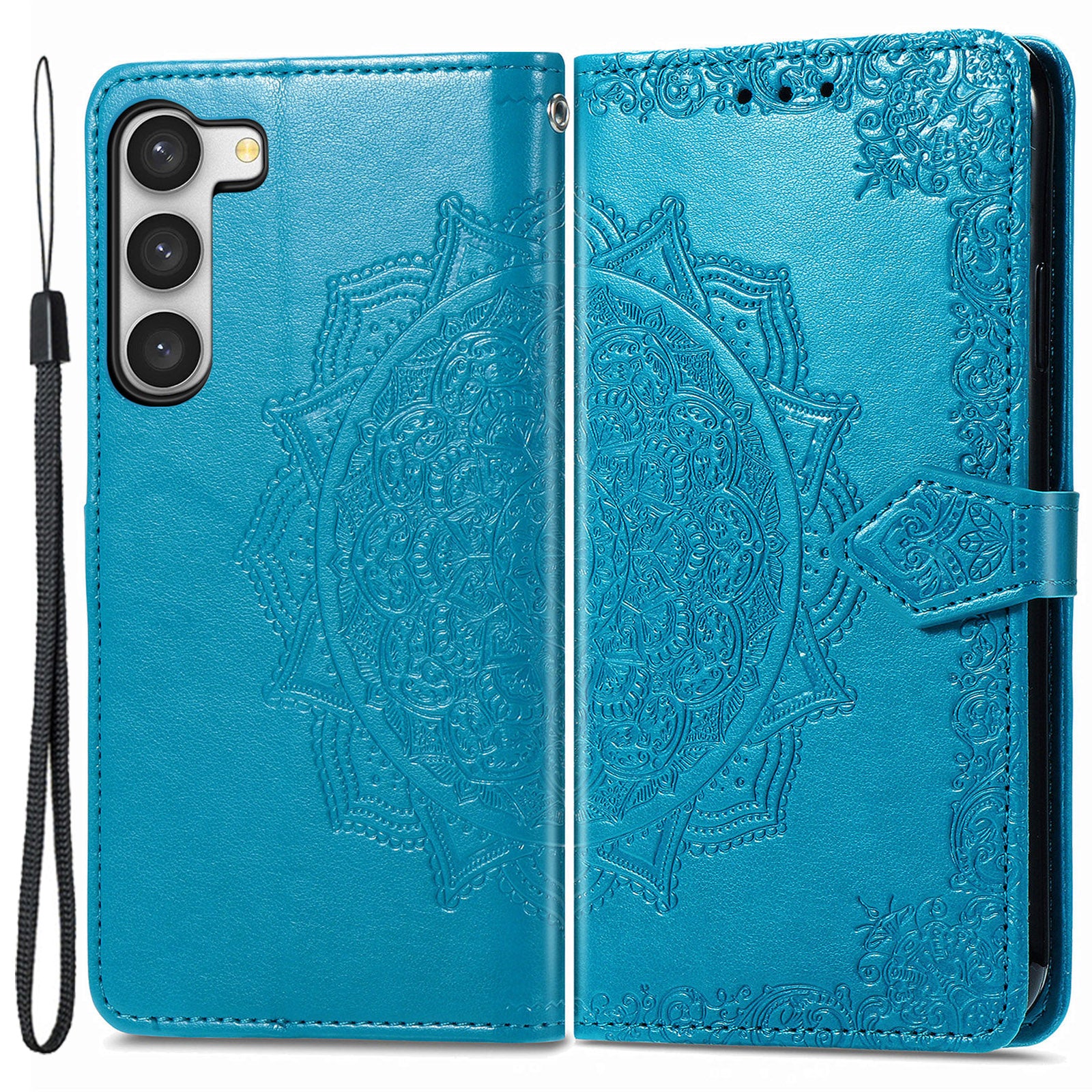 For Samsung Galaxy S23 Mandala Pattern Embossed PU Wallet Folio Case Stand Shockproof Protection Cover with Strap For Samsung Galaxy S23 Mandala Pattern Embossed PU Wallet Folio Case Stand Shockproof Protection Cover with Strap